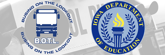 Busing on the Lookout and Iowa Department of Education Logos