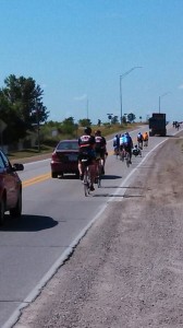 Cyclists on the road riding bicycles