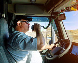 Truck driver at the wheel