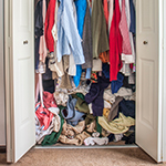 Messy, cluttered closet