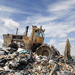 Bulldozer at a landfill