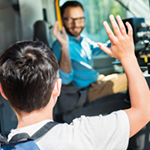 Child boarding bus