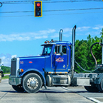 Semi truck crossing an intersection
