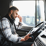 Stressed and tired truck driver
