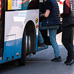 Passengers boarding a bus